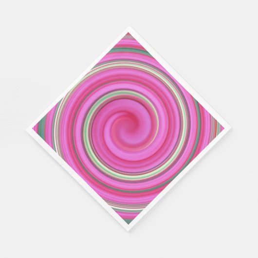 Serviette En Papier spirale rose et verte (Coin)