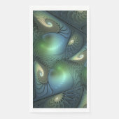 Serviette En Papier Spirales Beige Vert Turquoise Abstrait Fractal Art (Devant)