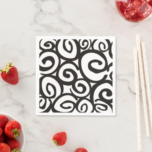 Serviette En Papier Spirales Motif noir & blanc + vos idées (En situation)