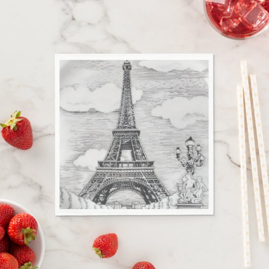 Serviette En Papier Splendide Fête de la Tour Eiffel  (En situation)