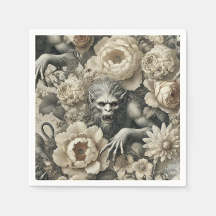 Serviette En Papier Splendor lycanthropique - Gothique Werewolf Floral