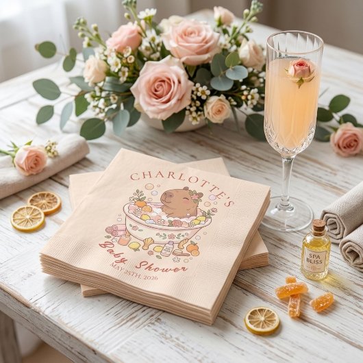 Serviette En Papier Splish Splash Capybara Baby Girl Shower