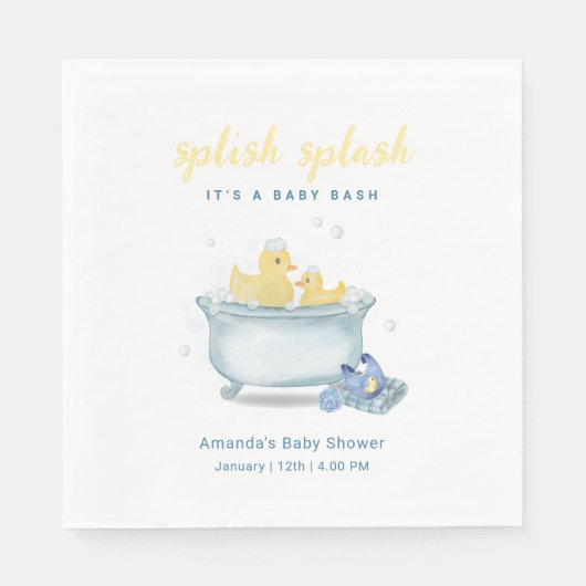 Serviette En Papier Splish Splash Maman Canard Bébé Douche (Devant)
