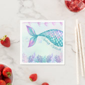 Serviette En Papier Splish Splash Mermaid Bash Cocktail Napkin (En situation)