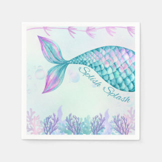 Serviette En Papier Splish Splash Mermaid Bash Cocktail Napkin