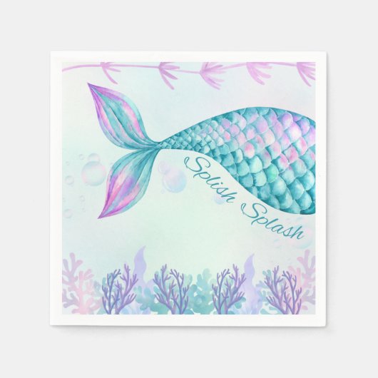 Serviette En Papier Splish Splash Mermaid Bash Cocktail Napkin (Devant)