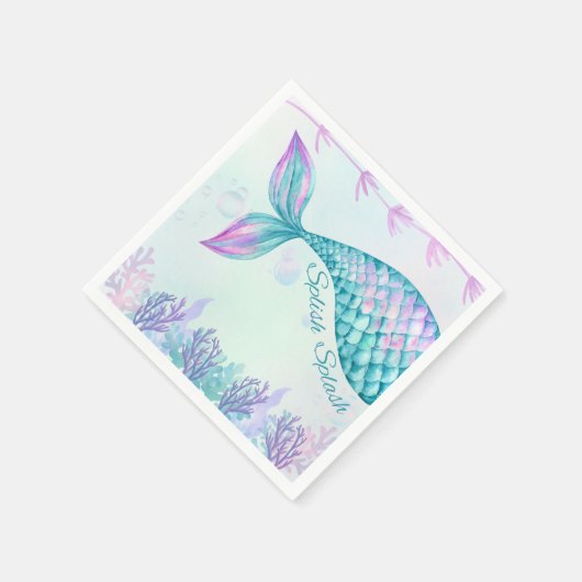 Serviette En Papier Splish Splash Mermaid Bash Cocktail Napkin (Coin)