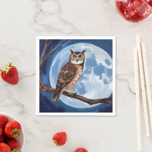 Serviette En Papier Spooky Owl Full Moon Halloween (En situation)