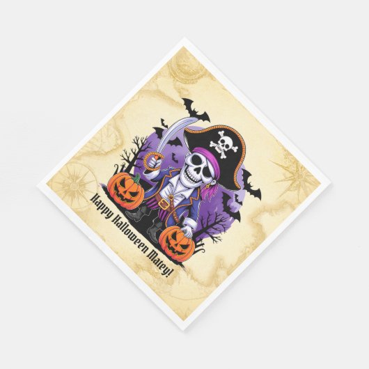 Serviette En Papier Spooky Skeleton Pirate Halloween (Coin)