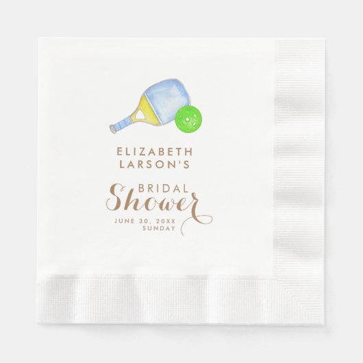 Serviette En Papier Sports Aquarelle Pickleball Thématique Mariée (Devant)