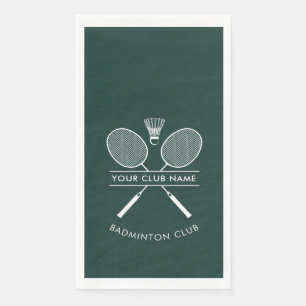 Serviette En Papier Sports Club Nom Badminton Raquettes Icons Vert