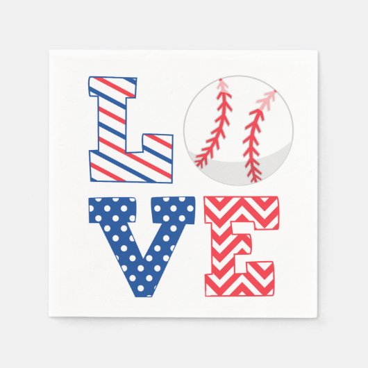 Serviette En Papier Sports d'amour du baseball (Devant)