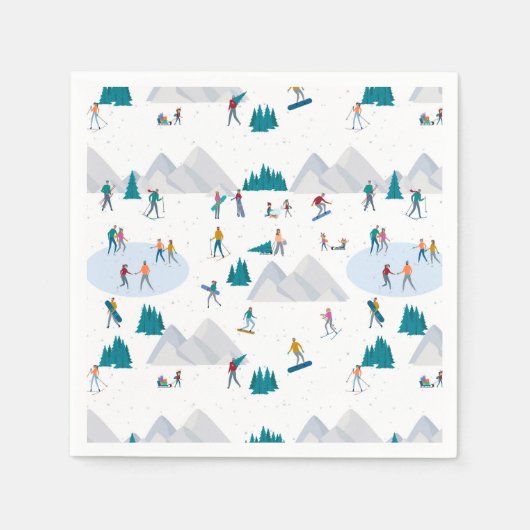 Serviette En Papier Sports d'hiver Vacances Motif (Devant)