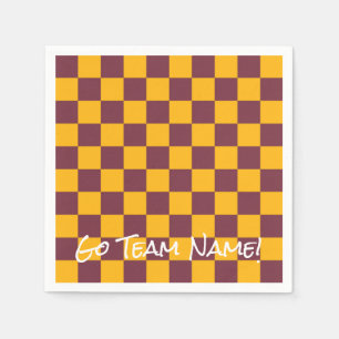 Serviette En Papier Sports Maroon Gold Check Team NOM Couleurs de l'éc