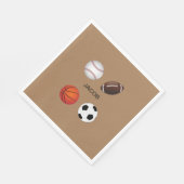 SERVIETTE EN PAPIER "SPORTS" PAPIER NAPKINS AVEC NOM D'ENFANT. (Coin)