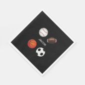 SERVIETTE EN PAPIER "SPORTS" PAPIER NAPKINS AVEC NOM D'ENFANT. (Coin)