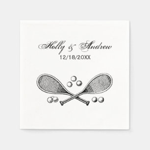 Serviette En Papier Sports Vintage Croisé Tennis Racquet Tennis Balls