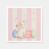 Serviette En Papier Spring Easter Bunny & Eggs Stripe Napkins (Devant)