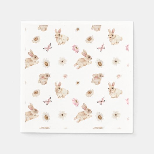 Serviette En Papier Spring Floral Easter Bunny Baby Shower (Devant)