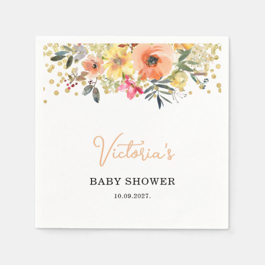 Serviette En Papier Spring Floral Welcome baby Shower (Devant)