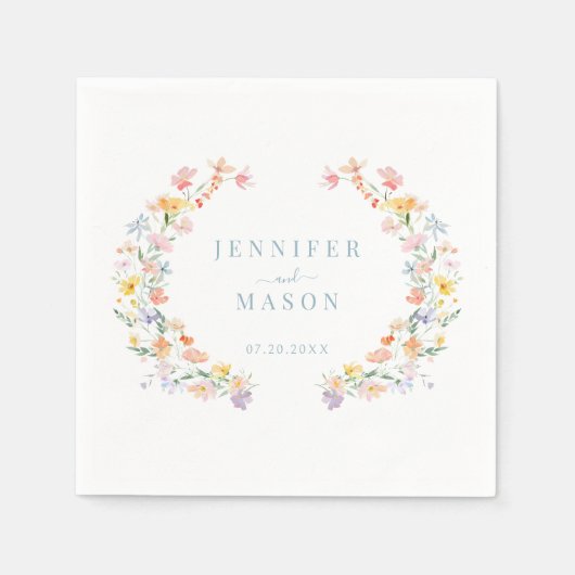 Serviette En Papier Spring Meadow Wildflowers Garden Wedding (Devant)