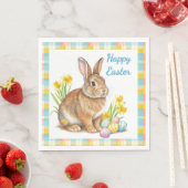 Serviette En Papier Spring Plaid with Easter Bunny  (En situation)