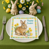 Serviette En Papier Spring Plaid with Easter Bunny