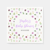 Serviette En Papier Spring Purple Floral Baby Shower (Devant)