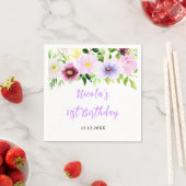Serviette En Papier Spring Purple Floral Birthday (En situation)