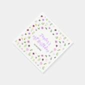 Serviette En Papier Spring Purple Floral Birthday (Coin)