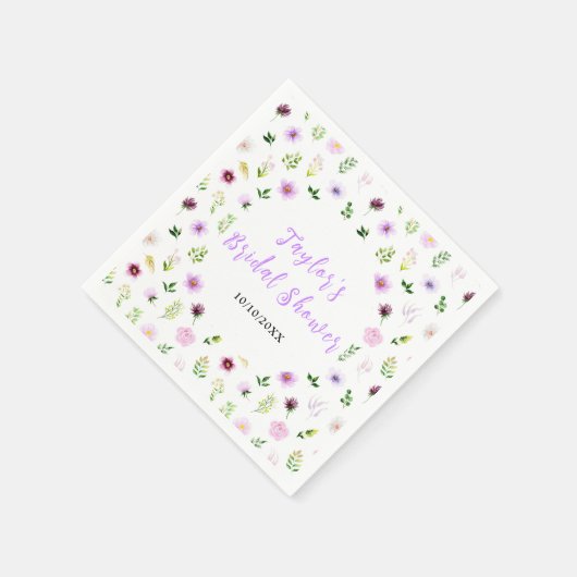 Serviette En Papier Spring Purple Floral Bridal Shower (Coin)