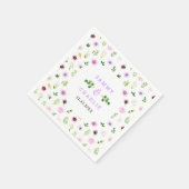Serviette En Papier Spring Purple Floral Wedding (Coin)