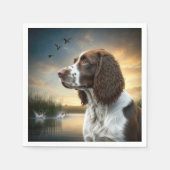 Serviette En Papier Springer Spaniel Dog By Duck Pond (Devant)