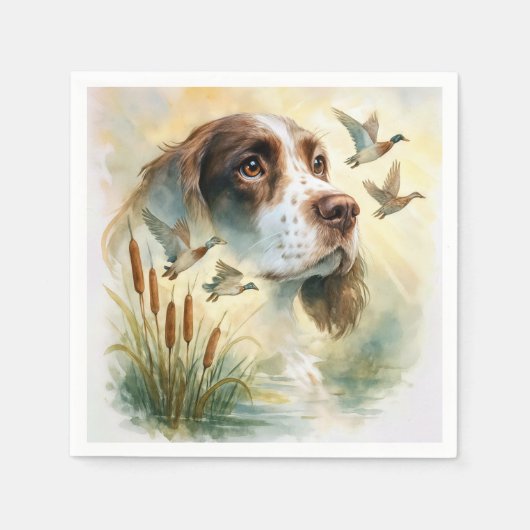 Serviette En Papier Springer Spaniel et Mallard Duck Double exposition (Devant)