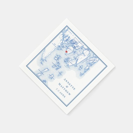 Serviette En Papier Spruce Point Inn Boothbay Harbour Maine Map Mariag (Coin)