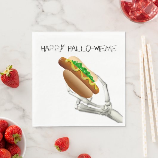 Serviette En Papier Squelette avec Hot Dog Halloween Papier Napkins (En situation)