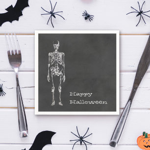 Serviette En Papier Squelette blanc Black Spirit Halloween Party