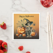 Serviette En Papier Squelette Citrouille Halloween Naples (En situation)