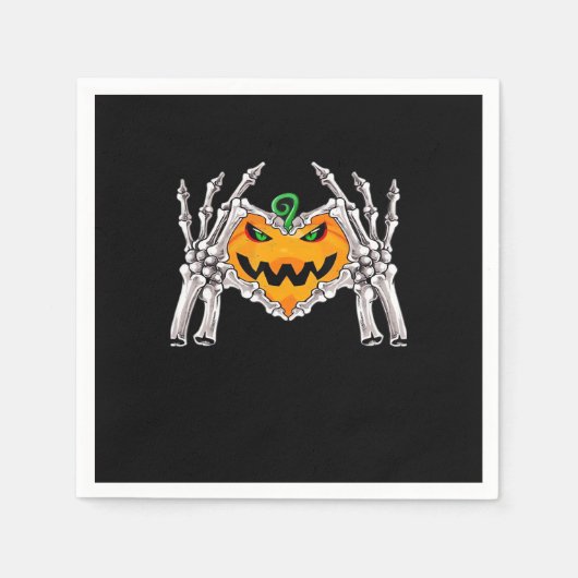 Serviette En Papier Squelette Coeur main Signale Costume os (Devant)