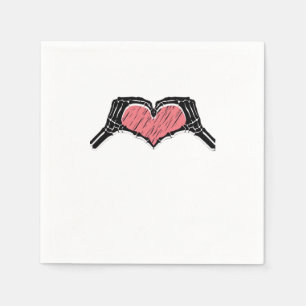 Serviette En Papier Squelette Coeur main signe Valentines Jour Classiq