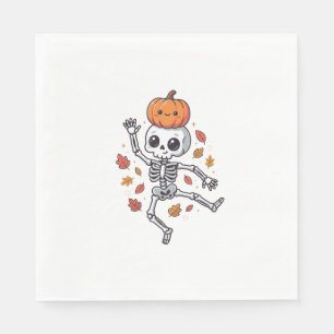 Serviette En Papier Squelette dansant Halloween mignon avec tête de ci