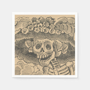 Serviette En Papier Squelette Dapper (Calavera Catrina) (Crâne Élégant