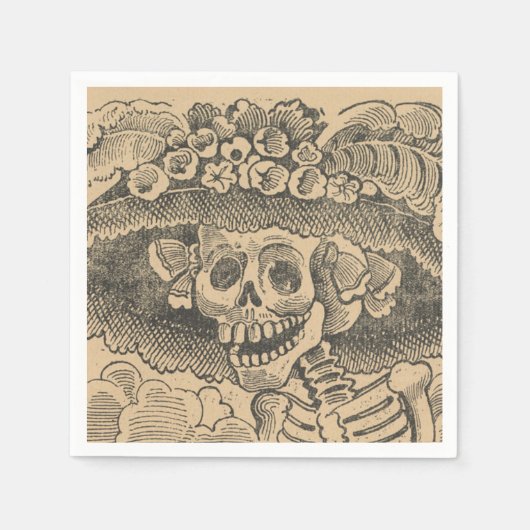 Serviette En Papier Squelette Dapper (Calavera Catrina) (Crâne Élégant (Devant)