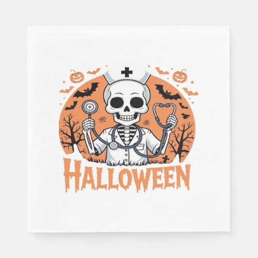 Serviette En Papier Squelette de l'infirmière d'Halloween Essential T- (Devant)