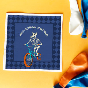 Serviette En Papier Squelette de loup-garou sur un vélo BMX personnali