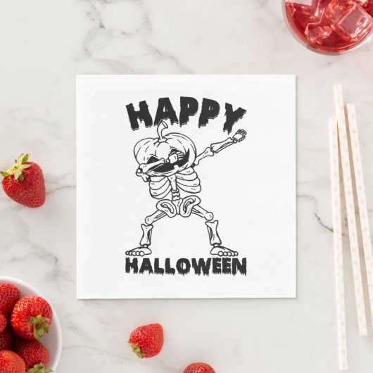 Serviette En Papier Squelette d'Halloween avec Citrouille - Bonne Hall (En situation)