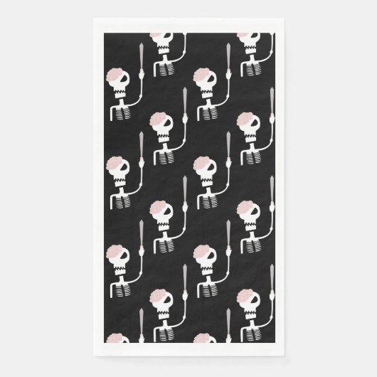 Serviette En Papier Squelette d'Halloween avec épée (Devant)