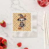 Serviette En Papier Squelette d'Halloween blanc mignon (En situation)