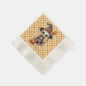 Serviette En Papier Squelette d'Halloween blanc mignon (Coin)