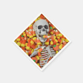 Serviette En Papier Squelette d'Halloween dans le maïs bonbon (Coin)